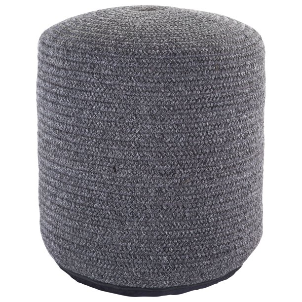 20" Gray Contemporary Woven Outdoor Cylindrical Pouf Ottoman Walmart
