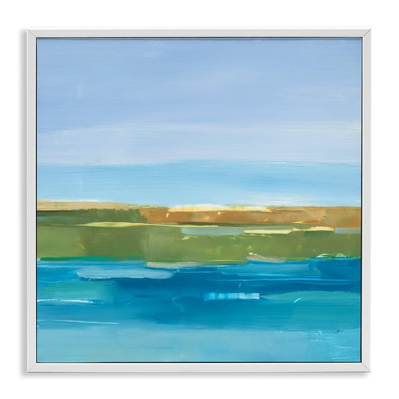 Stupell Industries Contemporary Abstract Lake Scenery White Framed Giclee Art, 12 x 12, by Ethan Harper