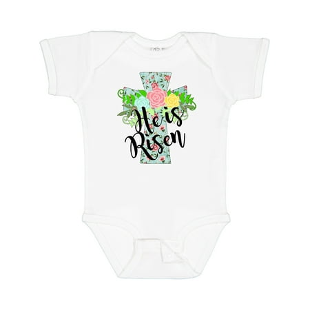 

Inktastic He Is Risen Floral Print Cross with Beautiful Flowers Boys or Girls Baby Bodysuit