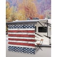 thumbnail image 5 of 4th of July RV Awning Sun Shade Screen 9'X7' Patriotic Stars Stripes Mesh Sunscreen Red Wood Grain Awning Shade Screen with Zipper UV Blocker Completed Kits Outdoor Canopy for RV Motorhome Camper, 5 of 7