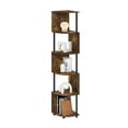thumbnail image 4 of Furinno ECON 5-Tier Zigzag Corner Shelf Bookcase in Bookshelf Amber Pine/Black, 4 of 6