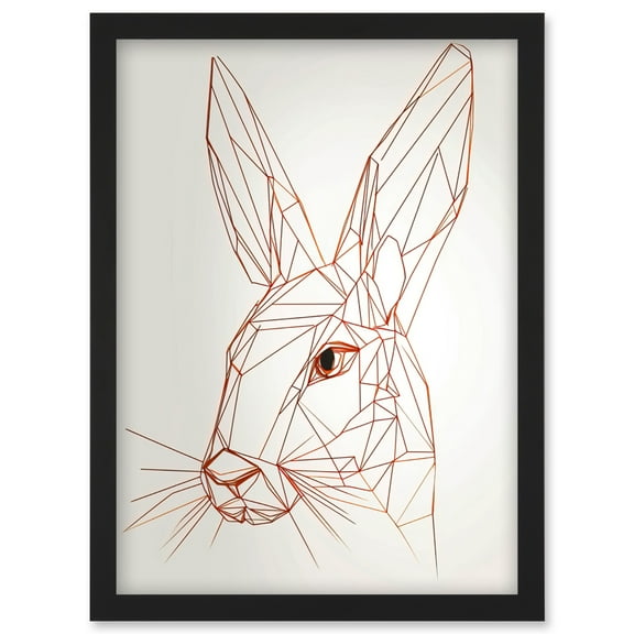 Rabbit Polygon Head Minimal Line Drawing Portrait Artwork Framed Wall Art Print A4