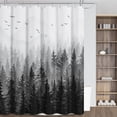 thumbnail image 6 of Black and White Misty Forest Shower Curtain Dark Grey Gray Ombre Mountain Shower Curtain Set Water Repellent Waffle Fabric Shower Curtains for Bathroom Nature Scenic Tree Shower Curtain 72Inches Long, 6 of 6