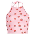 thumbnail image 6 of ibuvkizy Womens Tank Tops Loose Fit,Women's Fashion Casual Sleeveless Strawberry Print Hanging Neck Short Vest,Gifts for Women, 6 of 9