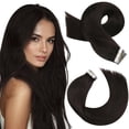 thumbnail image 1 of Moresoo Rallonges de Cheveux à Ruban Brun Très Foncé pour Femmes Remy Courtes Lisses 12 Pouces 30g 20 Pcs, 1 of 9