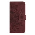 thumbnail image 5 of TECH CIRCLE for Google Pixel 8 Wallet Case with Wrist Strap,Stylish Sunflower Embossed PU Leather Shockproof Protective Magnetic Flip Stand Card Slots Protective Phone Cover for Google Pixel 8,Winered, 5 of 10