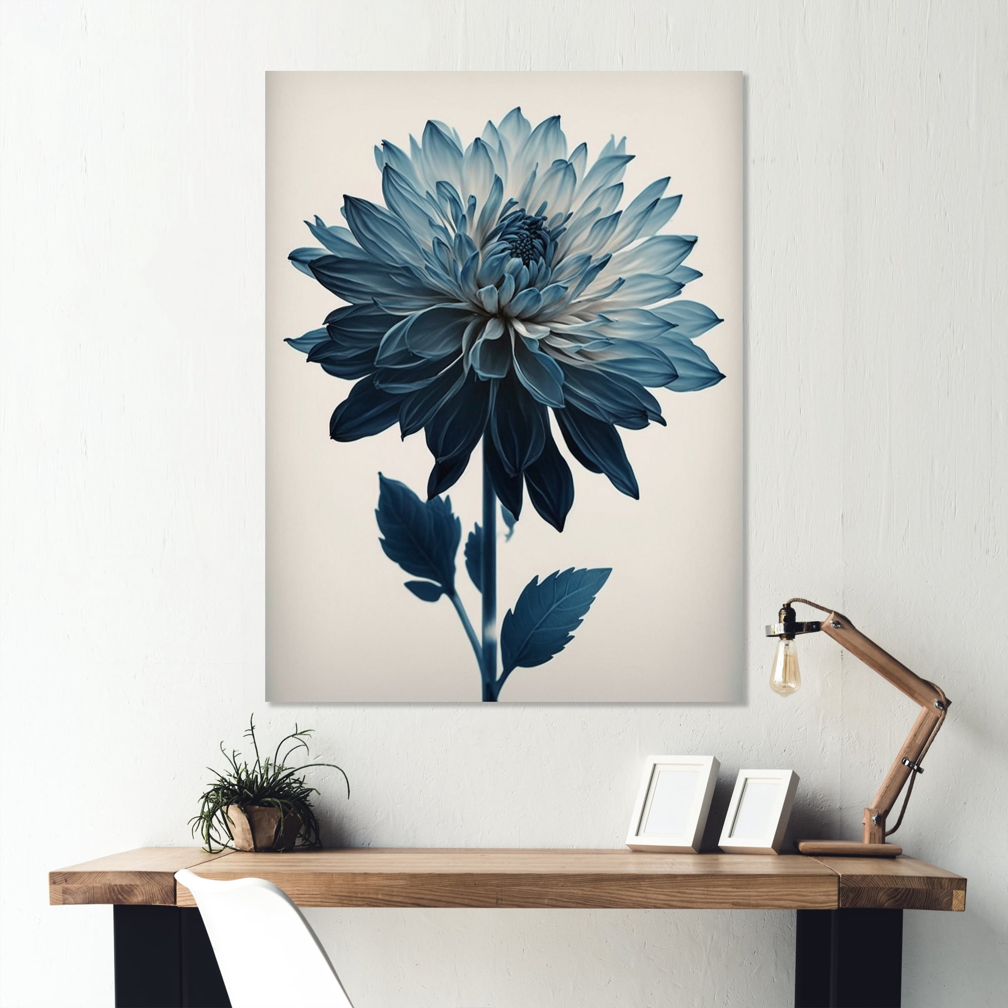 Designart Hyperrealistic Blue And White Flower I Canvas Wall Art