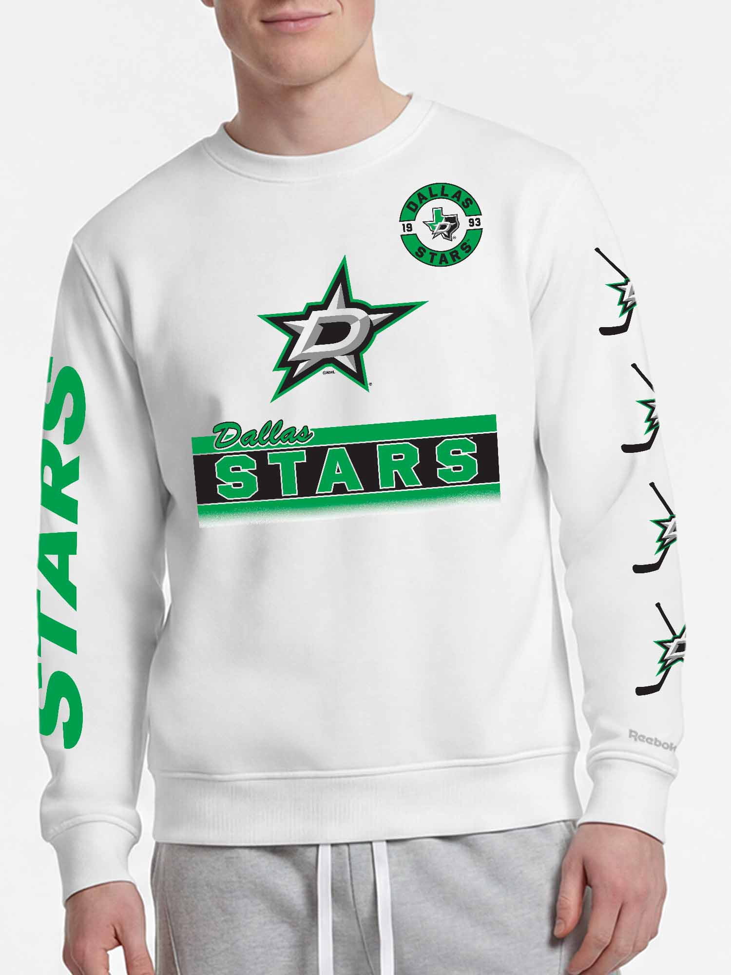 Dallas Stars Reebok Mens White Crew Sweatshirt