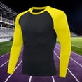 thumbnail image 2 of Awwp Mens Tops Men's Guard Long Sleeves Quick Drying Splice Compression Swim Shirts Round Neck Pullover T Shirt Yellow XXL, 2 of 4