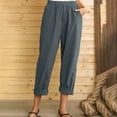 thumbnail image 2 of Sngxgn Women's Solid Color Loose Casual Drawstring Elastic Waist Cropped Pants(Grey,XL), 2 of 8