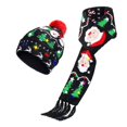 thumbnail image 1 of Conjunto de gorro y bufanda para niños, gorro de Navidad LED, copo de nieve, Papá Noel, alce, estampado de árbol de Navidad, gorro de invierno, bufanda festiva con borlas de Año Nuevo, conjunto de gor, 1 of 4