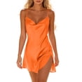 thumbnail image 2 of Tqcoqu Women's Spaghetti Strap Lace Trim Sleep Dress Loungewear,V Neck Solid Color Casual Loose Dresses,Orange Women's M-XXL, 2 of 6