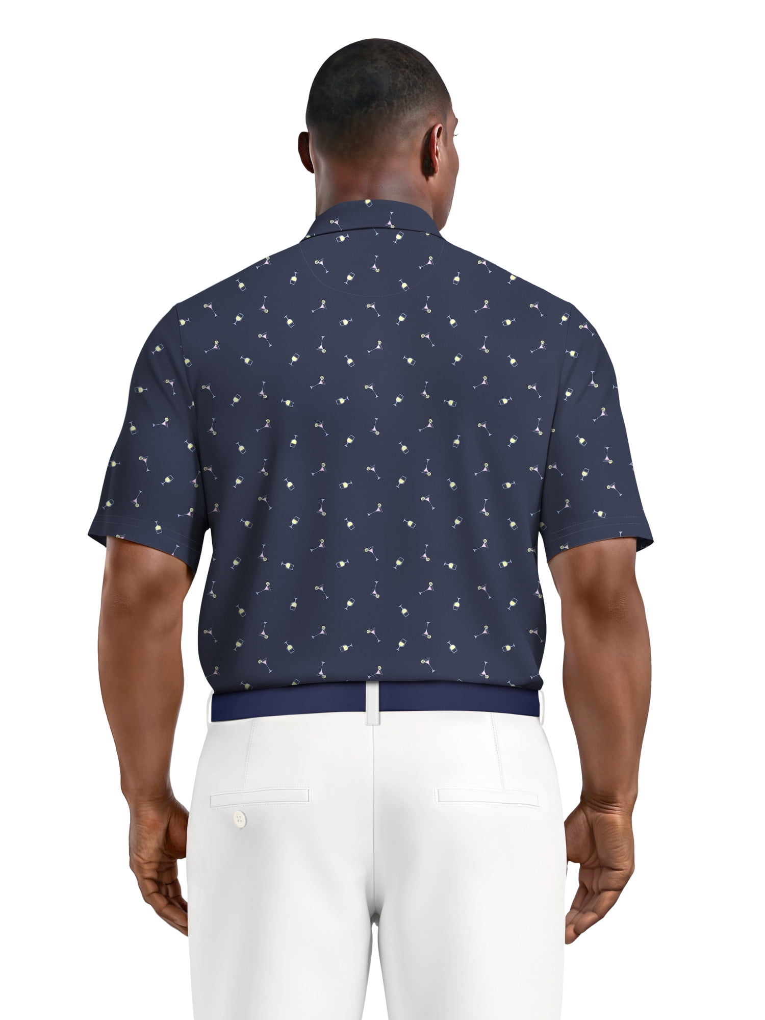 Ben Hogan Men's and Big Men’s Conversational Drink Printed Short Sleeve Golf Polo Shirt, up to Size 5XL