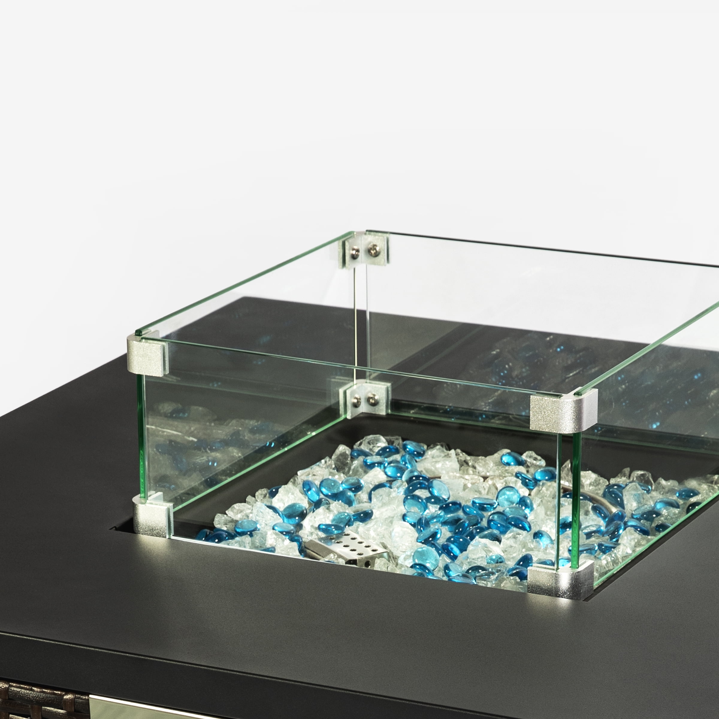 Walkfairy 14.4 Inch Glass Wind Guard for Square Fire Pit Table, Thick