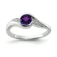 thumbnail image 1 of 925 Sterling Silver Rhodium Plated Diamond and Amethyst Round Ring, 1 of 2