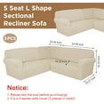 thumbnail image 6 of 3 Pcs L Shaped Couch Covers for Sectional Corner Sofa Stretch 5 Seat Washable Corner Sofa Slipcover Sectional Couch Protector for Living Room(Beige,Milk Silk), 6 of 14