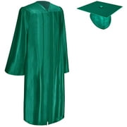 Endea Graduation Shiny Cap and Gown (Emerald Green, 66 (6'9" - 6'11"))