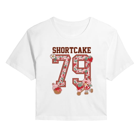 Strawberry Shortcake - Letterman - Juniors Cropped Graphic T-Shirt