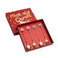 thumbnail image 4 of Kits de cubiertos de Navidad Juego de cubiertos de vajilla, utensilios de cucharas de té, juego de tenedores de cucharas navideñas de acero inoxidable 4 Uds B BLESIY postre cucharas tenedores, 4 of 8
