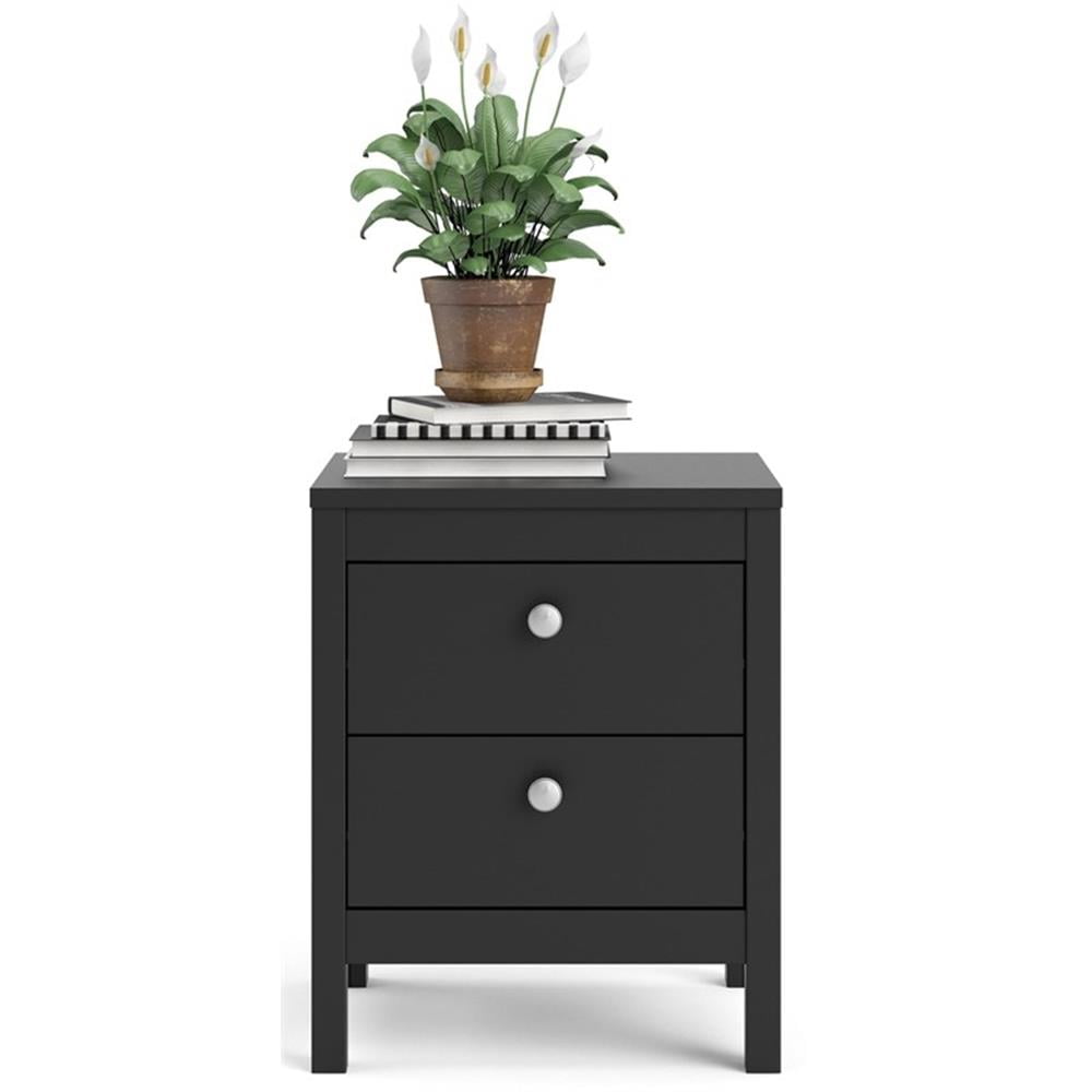 Home Square 2 Piece 2 Drawer Nightstand Set in Black Matte