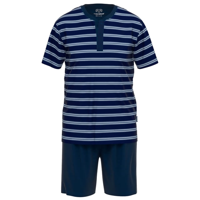 CECEBA pijama de hombre, 2 piezas - Philadelphia, shorty, corto, botones, algodón Azul/Blanco XXL (XX-Large)