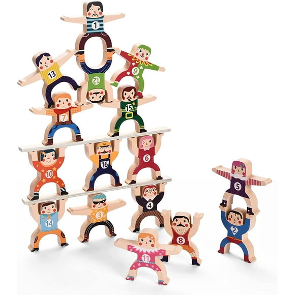 Black Friday 2022!16Pcs Wooden Balance Blocks,Balancing Stacking Game Rock Blocks for Kids Educational Toys,Christmas Gift for Boys &Girls