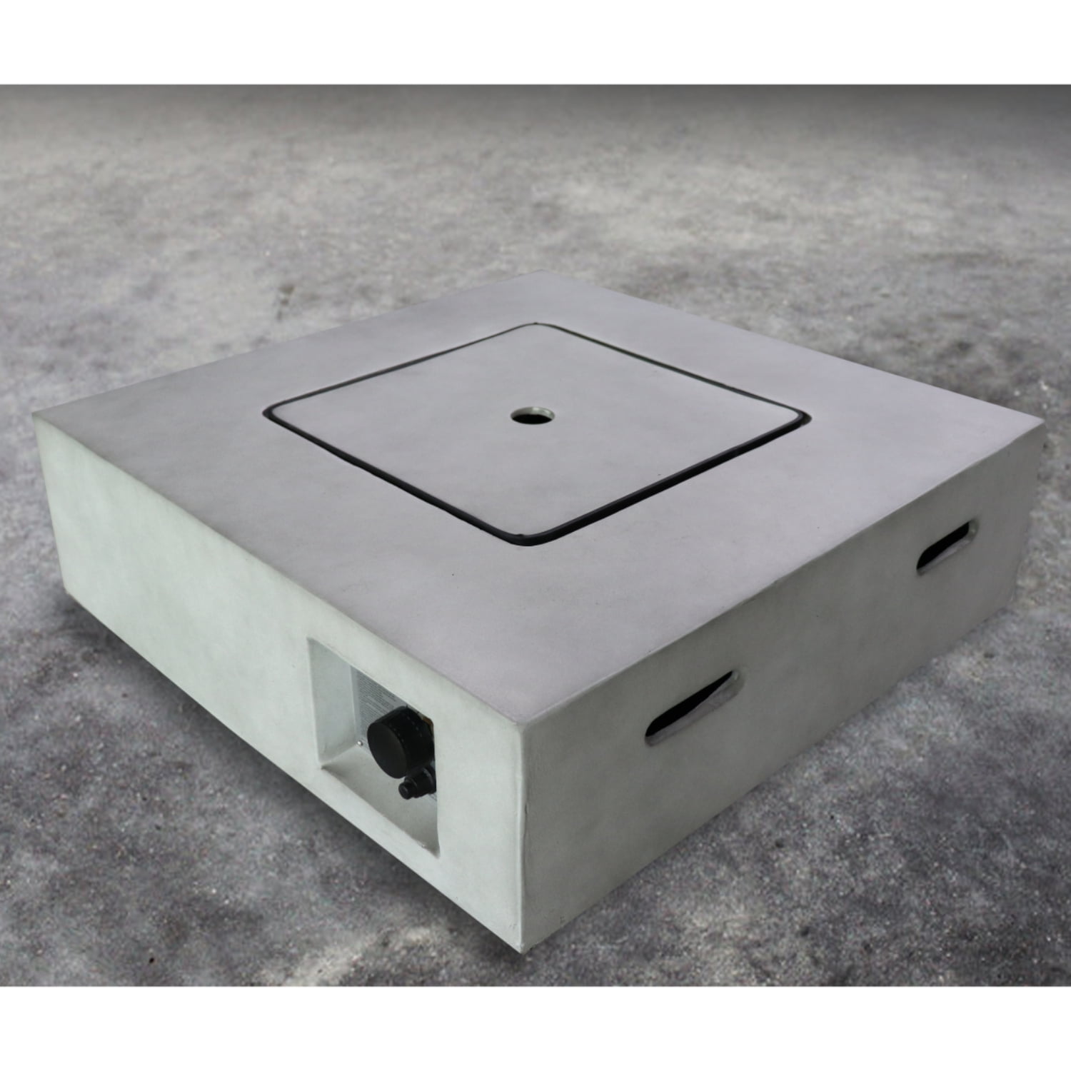 E-Western Fiber Reinforced Concrete Propane Gas Fire Pit Table - Outdoor Patio Fireplace, Rust-Resistant, 40,000 BTU, Gray, CHN Made
