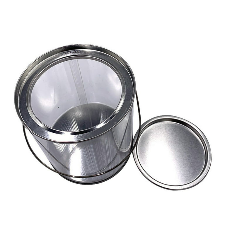 12pcs Empty Paint Cans, Transparent Cylinder Paint Bucket Containers with  Lids Handle for Candy Cookies