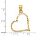 thumbnail image 5 of Auriga Fine Jewelry 14K Yellow Gold Satin Diamond-Cut Reversible Heart Pendant (L- 27 mm,W-20 mm) for Women, 5 of 5