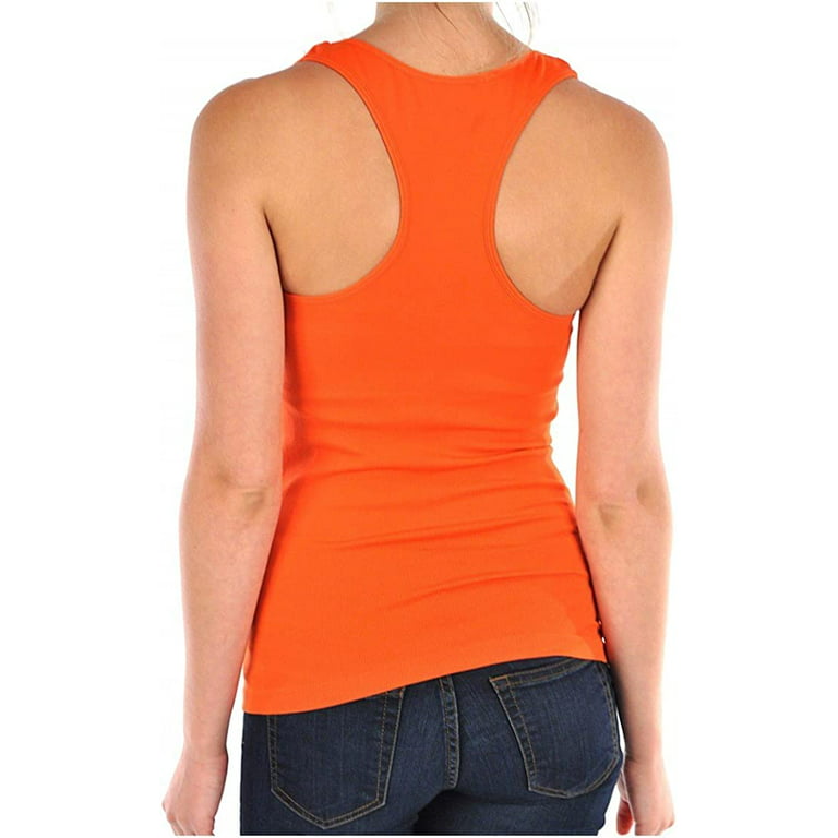 Women's Fiery Coral Polyester Solid Activewear Tank Top