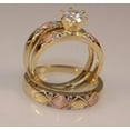 thumbnail image 5 of TAAPSEE JEWELS His & Her Round Cut CZ 14K Yellow Gold Finish Silver Engagement Couple Ring Set, 5 of 6