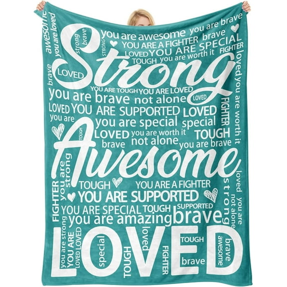 Super Soft Hug Blanket, Get Well Soon & Cancer Care Gifts for Women, Surgery Recovery Inspirational Gift for Mom Friend Siste, Teal 50"x60"