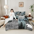 thumbnail image 3 of Feelyou Rustic Hunting Full Size Comforter Sets, Blue Buffalo Bedding Sets, 3pcs, 3 of 7
