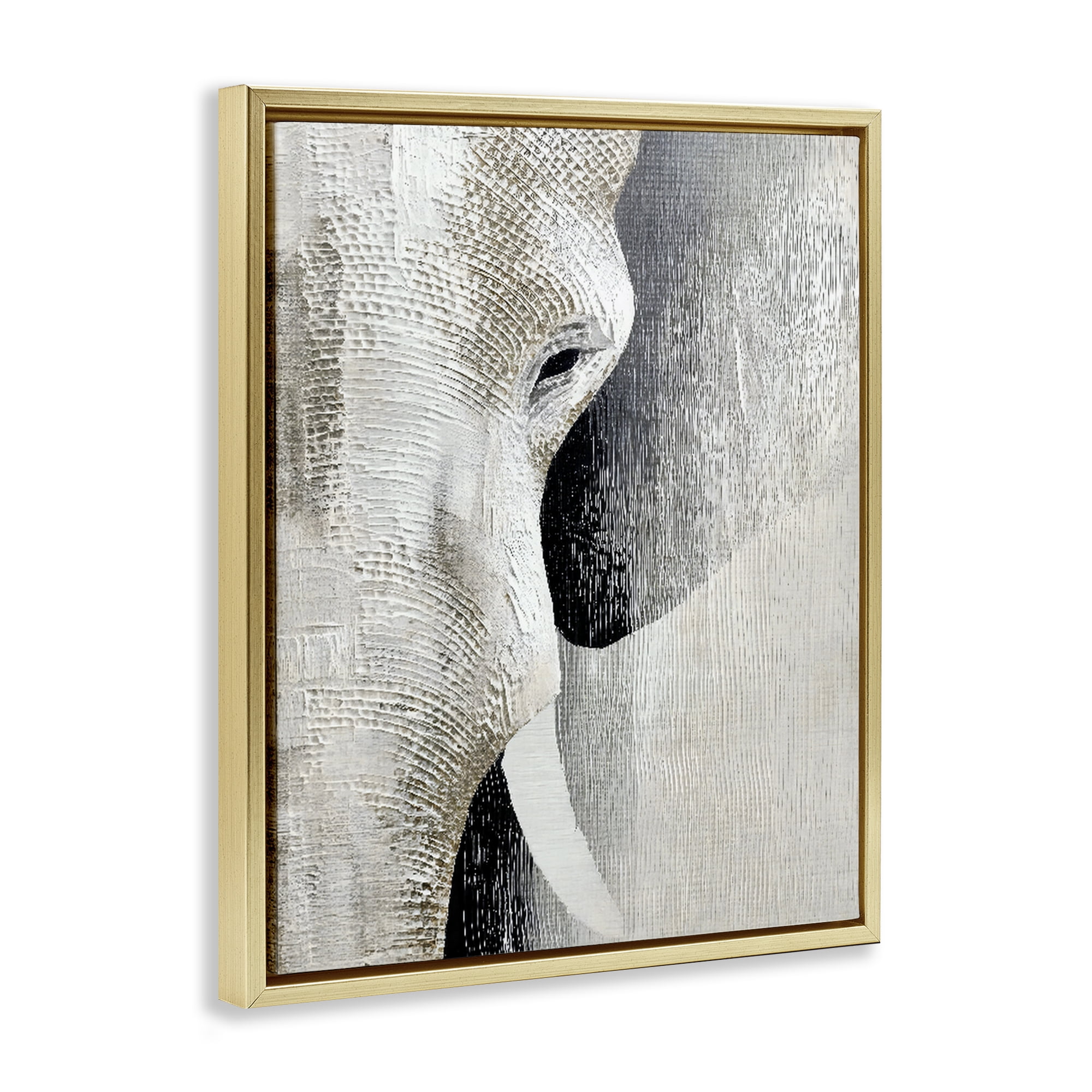 Stupell Industries Faux Textured Elephant Gold Framed Floater Canvas Wall Art, design by LSR Design Studio