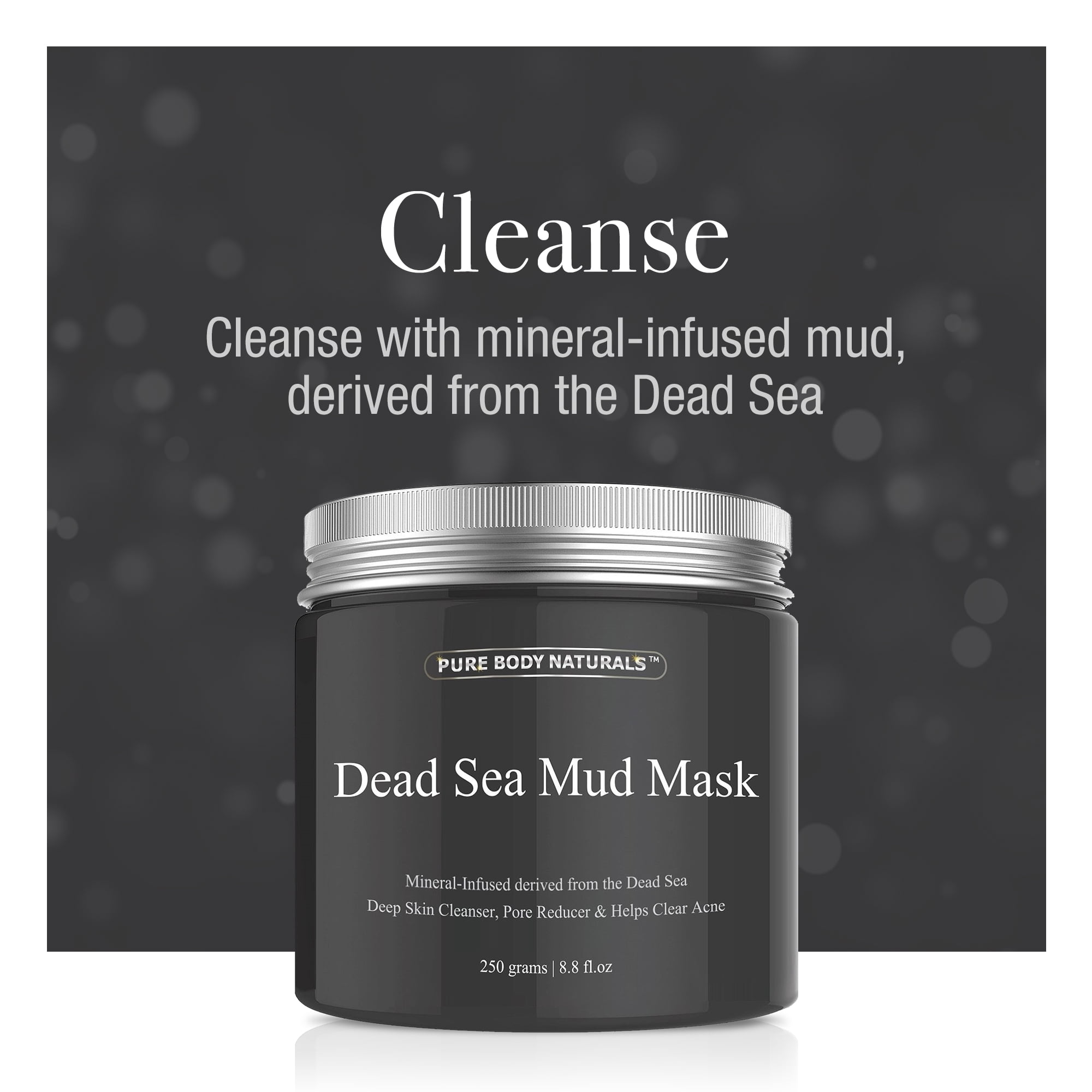 Face Mask Gift Set - includes Natural Mud Mask, Clay Mask and Charcoal Face Mask - by Pure Body Naturals (3 Jars, 8.8 oz. Each)