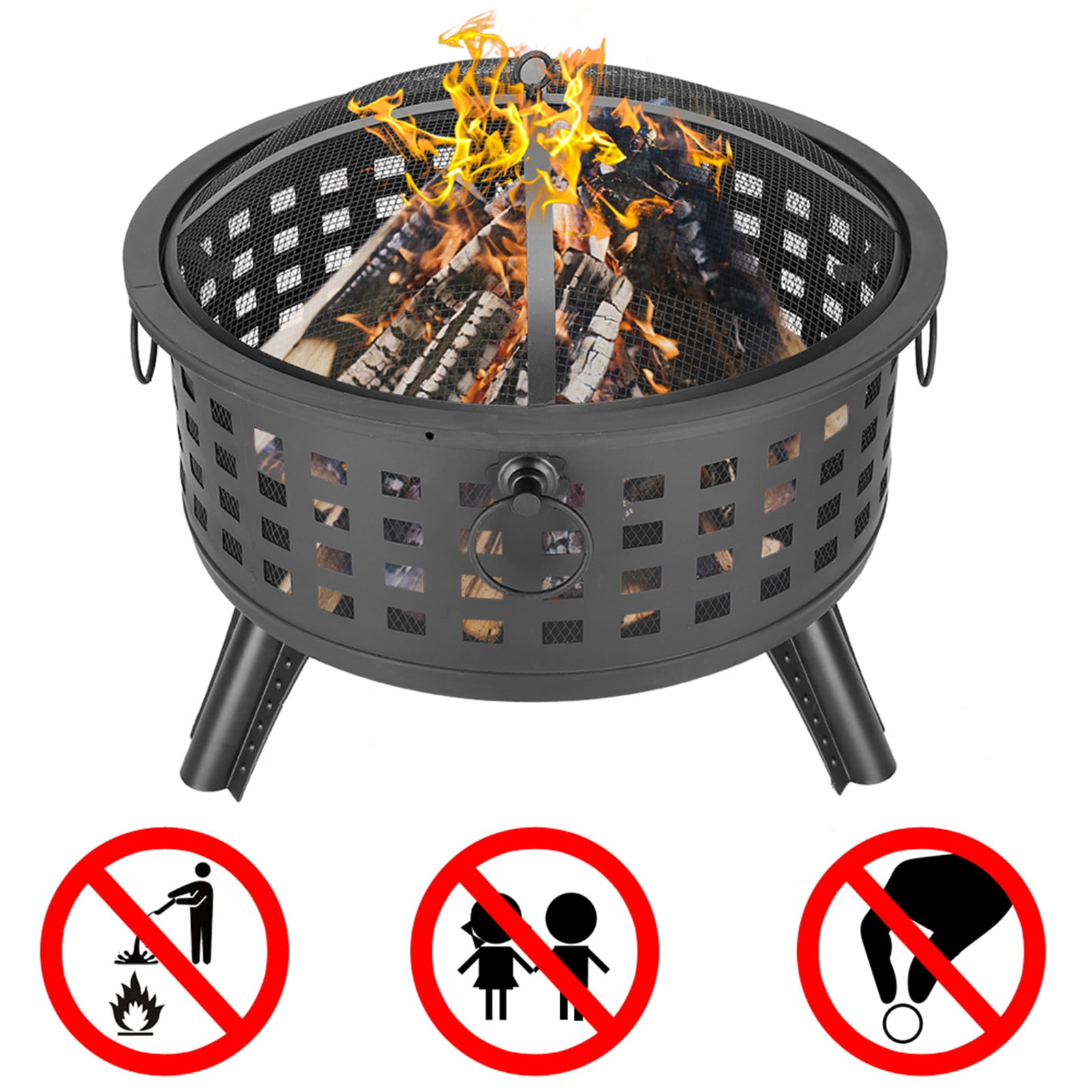 Private Jungle 26" Round Lattice Fire Bowl Black, Outdoor Fire Pit Large Bonfire Wood Burning Patio & Backyard Firepit Private Jungle 26" Round Lattice Fire Bowl Black, Outdoor Fire Pit Large Bonfire Wood Burning Patio & Backyard Firepit