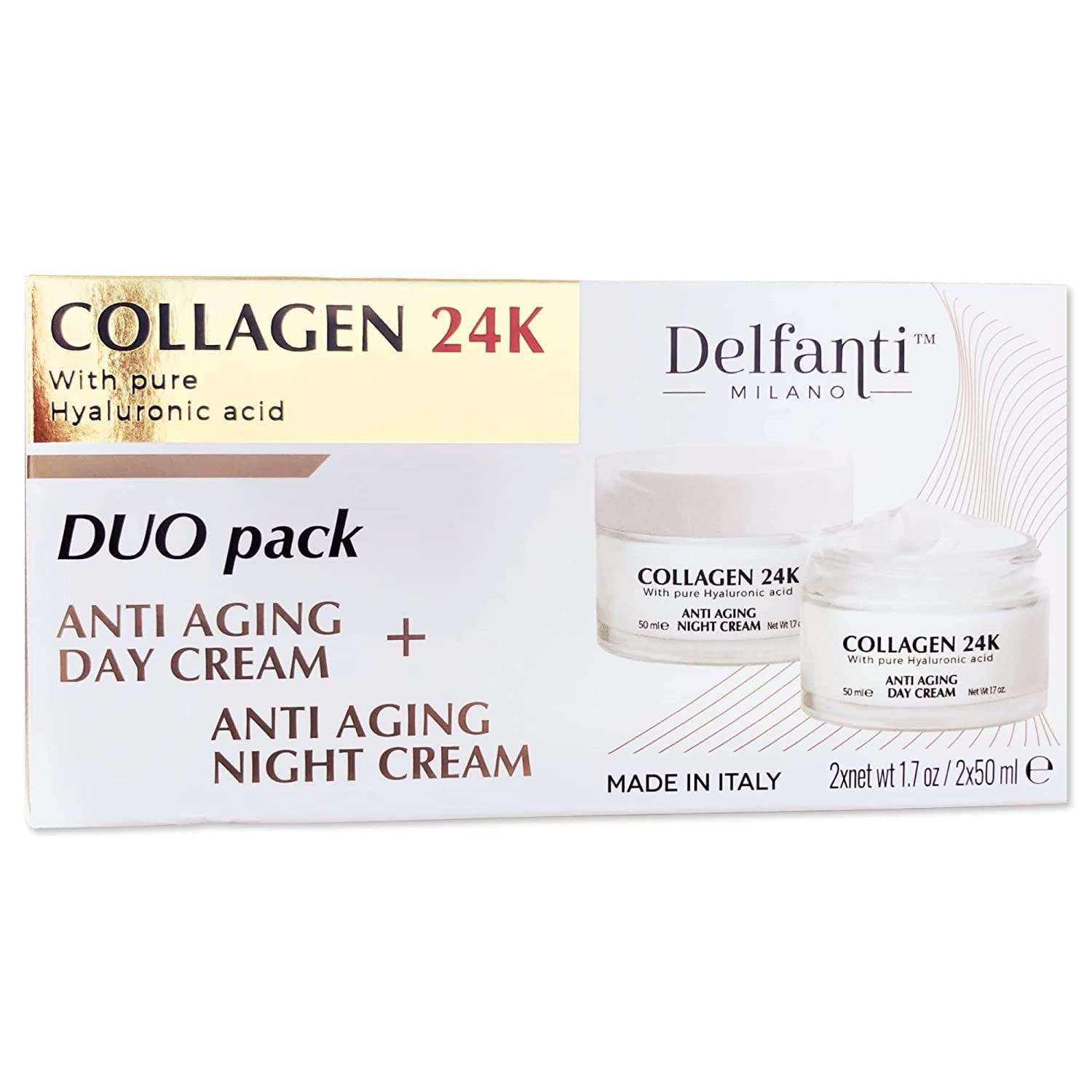 Delfanti • COLLAGEN 24K • AntiAging DUO pack • Day + Night Cream with