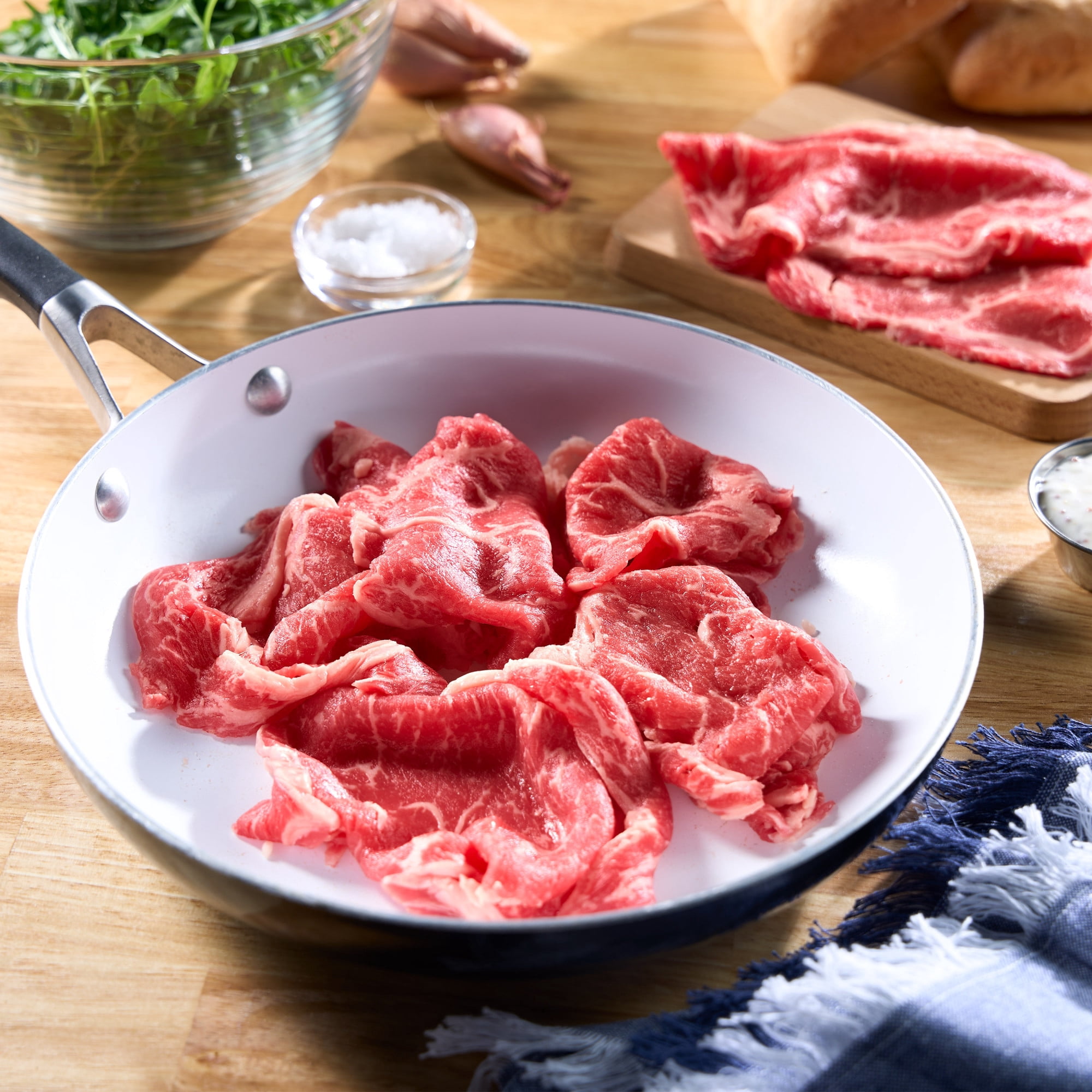 Thin Ribeye Shaved Steak, Choice Angus Beef, 7 per Tray, Fresh, 0.79 - 2.0 lb