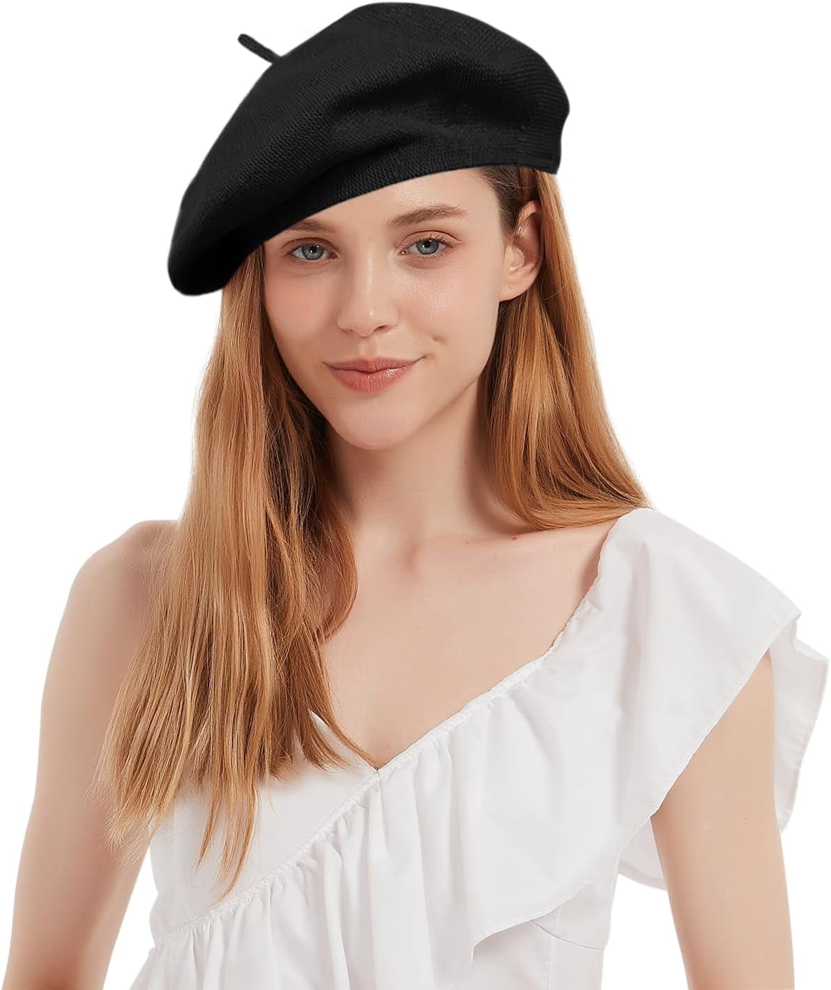 Flower Embroidery Beret Hat for Women, French Style Knitted  display picture 1