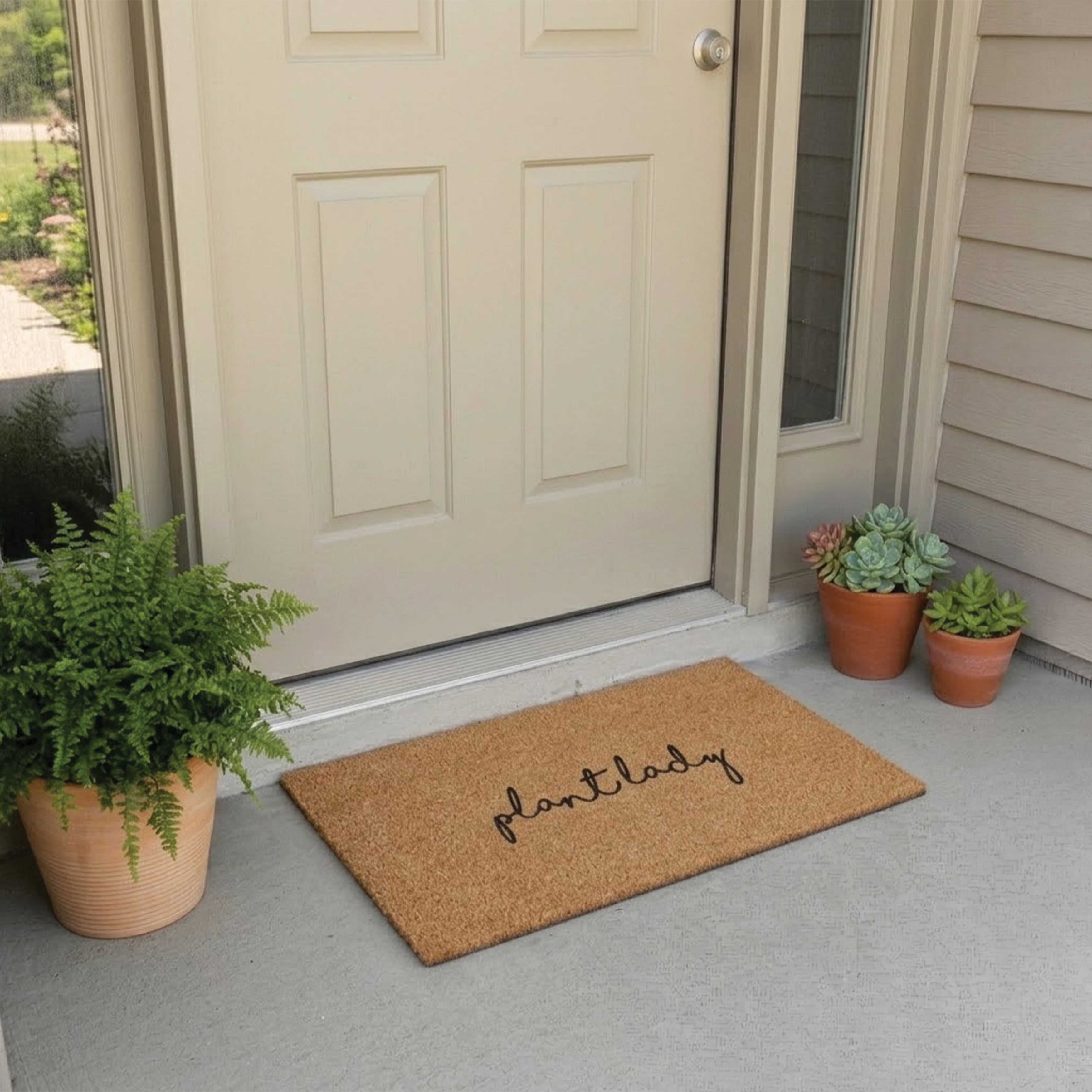 Plant Lady Script Non Slip Vinyl Backing, Front Door Mat, Entryway Door Mat, 24"x36"