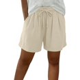 thumbnail image 4 of JUUNthy Womens Cotton Shorts, Daily Wear Comfort Loose Elastic Waist Summer Casual Shorts with Pockets Claret S, 4 of 9