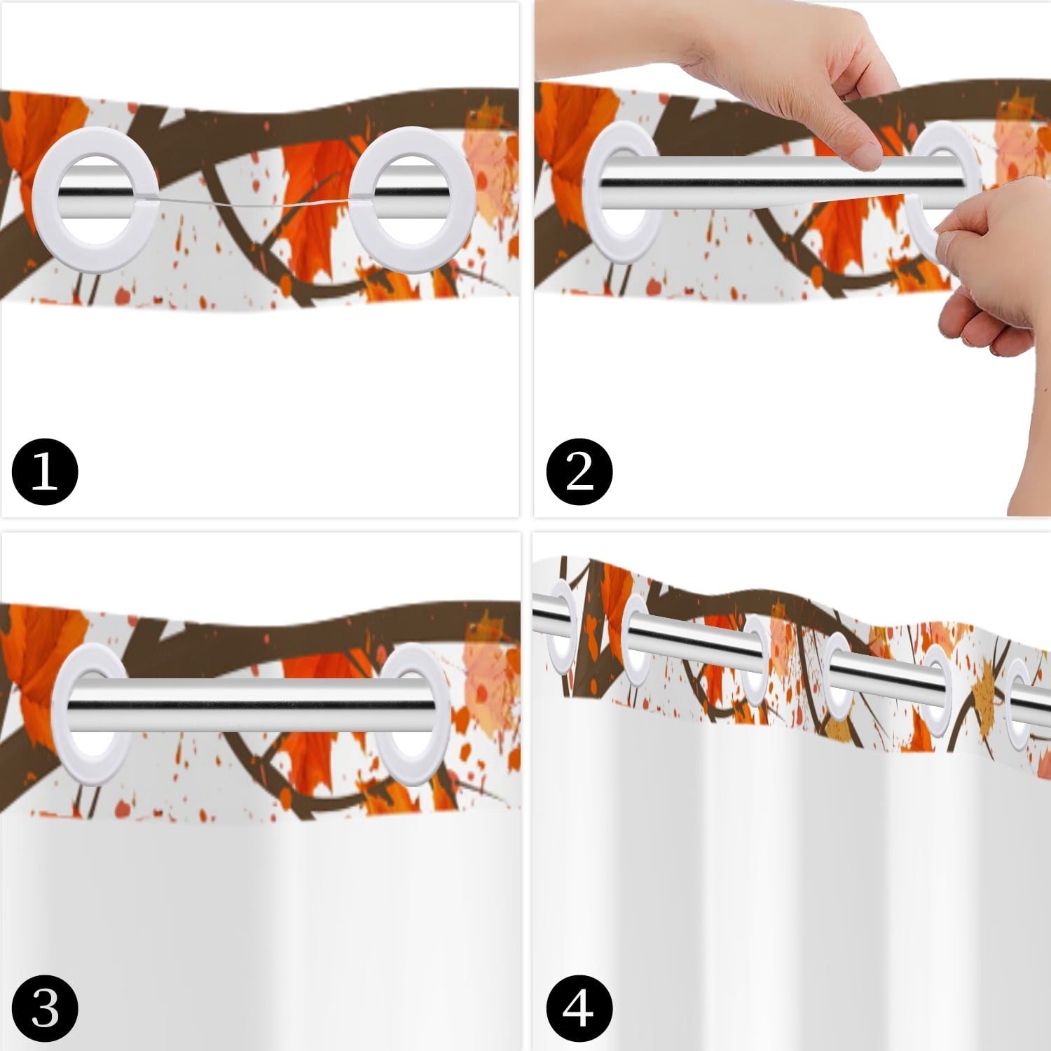 MIZHONA Fall Thanksgiving Shower Curtain with Snap in Liner,Gnomes and Pumpkin No Hook Fabric Bathroom Curtain,71"× 83"
