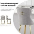 thumbnail image 5 of Bar Stools Set of 2, Velvet Counter Height Bar Stools with Metal Legs, Button Tufted and Nailheads Trim, Wing-Back Bar Chairs for Kitchen Island Dining Room Pub, 5 of 7