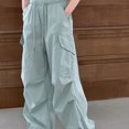 thumbnail image 6 of TIREOW Girls Cargo Pants Elastic Waist Wide Leg Drawstring Cargo Sweatpants Baggy Casual Cargo Jogger Trousers with Multi-Pockets, 6 of 6