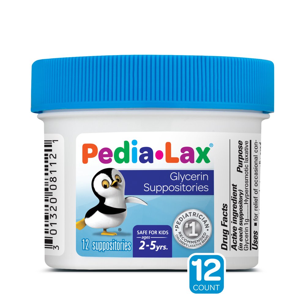 PediaLax Laxative Glycerin Suppositories for Kids, Ages 25, 12 Count