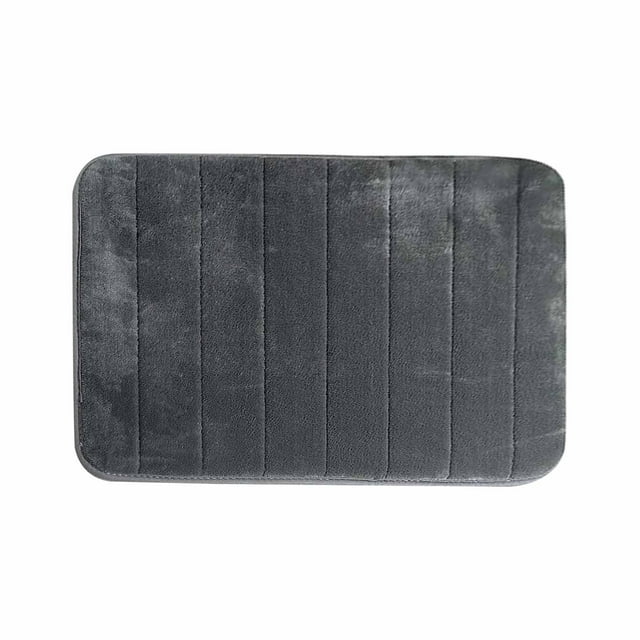 Bwiyojiz 23.62x15.74" Rugs & Mats Striped Foam Bathroom Rug Soft Absorbent Velvet Bath Mat Dots Underside Machine Washable Bathmat Thick Shower Floor Carpet Room Home Living Room Decor, Flock, Gray