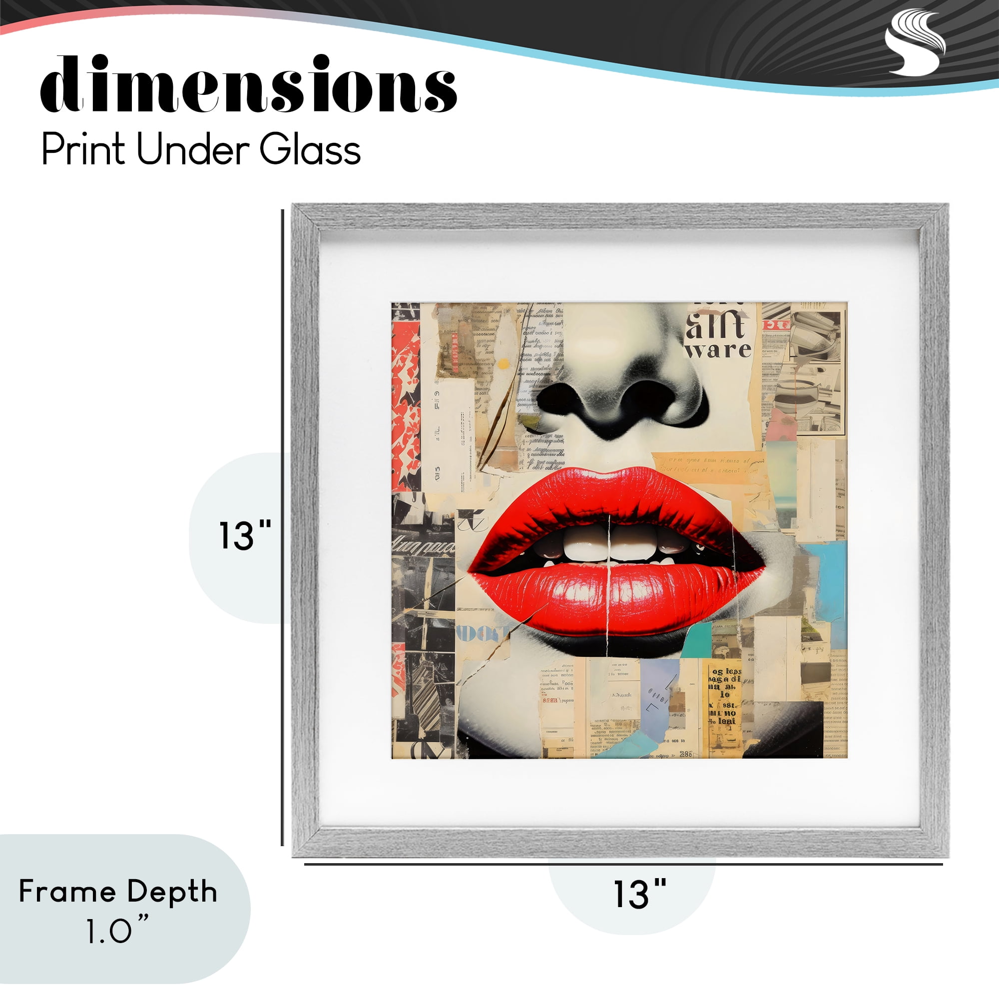 Stupell Industries Fashion Collage with Scarlet Lips Gray Framed Print Under Glass, design by Creative Studio