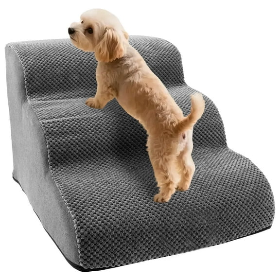 LINFANG Corduroy Dog Stair Ramp Non Slip Dog Step Stable Support Pet Stair Low Angle Ramp Pet Step Wear Resistant for Bed Sofa