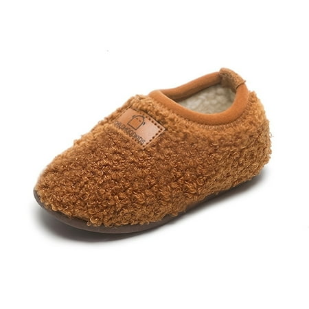 

Toddler Boys Slippers Soft-soled Velvet First Walker Shoes For Indoor & Outdoor Winter New