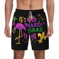 thumbnail image 2 of Picia Mardi Gras with Flamingo pattern Mens Swim Trunks with Compression Liner Stretch Beach Shorts Quick Dry with Zipper Pockets No-Chafing Board Shorts-XX-Large, 2 of 9